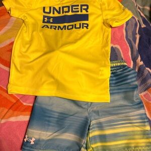 Boy’s Under Armor swim trunks and rash guard size 3T